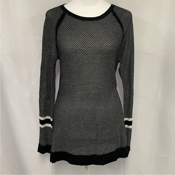 rag & bone Jeans Black/White Martina Long Sleeve  Mesh Layered Shirt Sz XS EUC - Picture 7 of 13